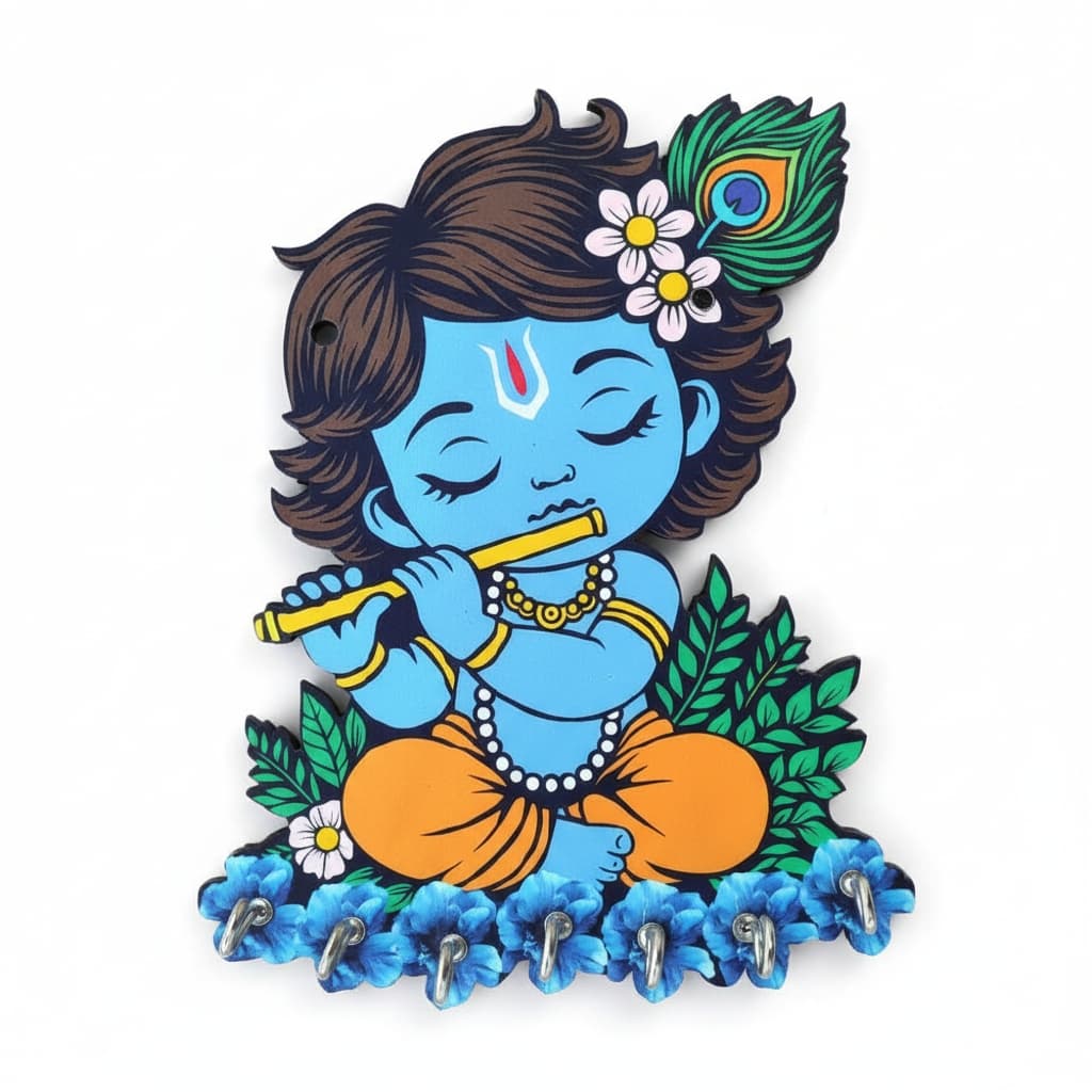 Little Krishna Blue Floral Key Holder