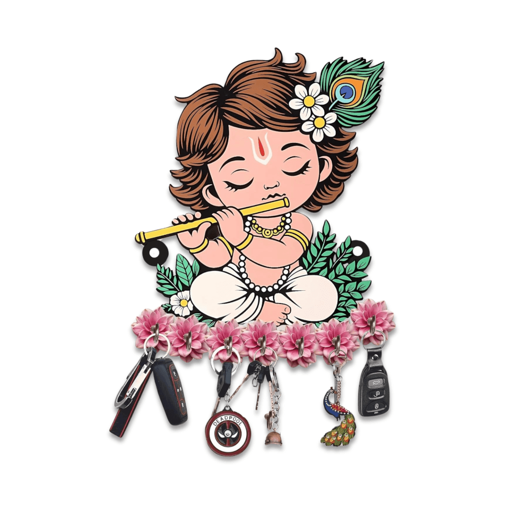 Little Krishna Pink Floral Key Holder